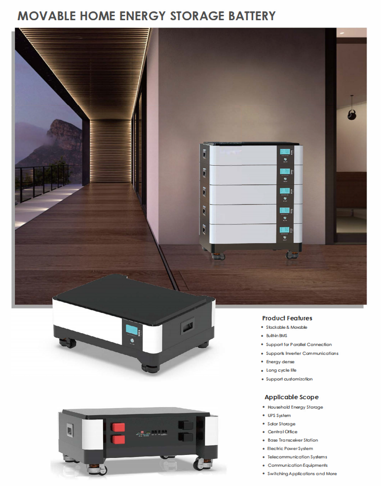 可堆叠移动储能电池（10kWh–50kWh）